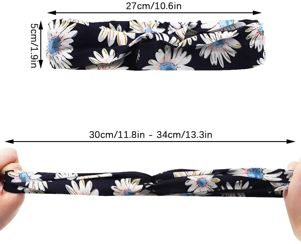 Women's Headbands Floral Print Headwrap Twist Knot Hair Band Yoga Head Wraps Sports Elastic Turban (20-COLOR) pattanaustralia