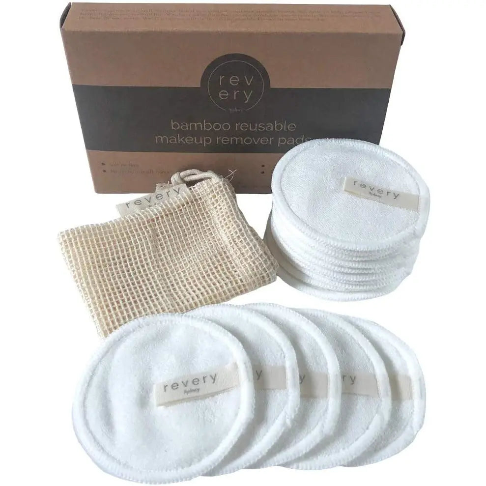 Revery Sydney Bamboo Cotton Reusable Makeup Remover Pads, 16 pack