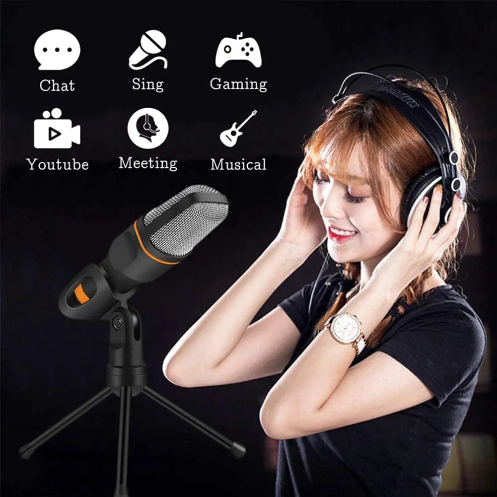 PC Microphone with Mic Stand,Professional 3.5mm Jack Recording Condenser for Video Recording, Streaming External Microphone for Lapto (Black) pattanaustralia