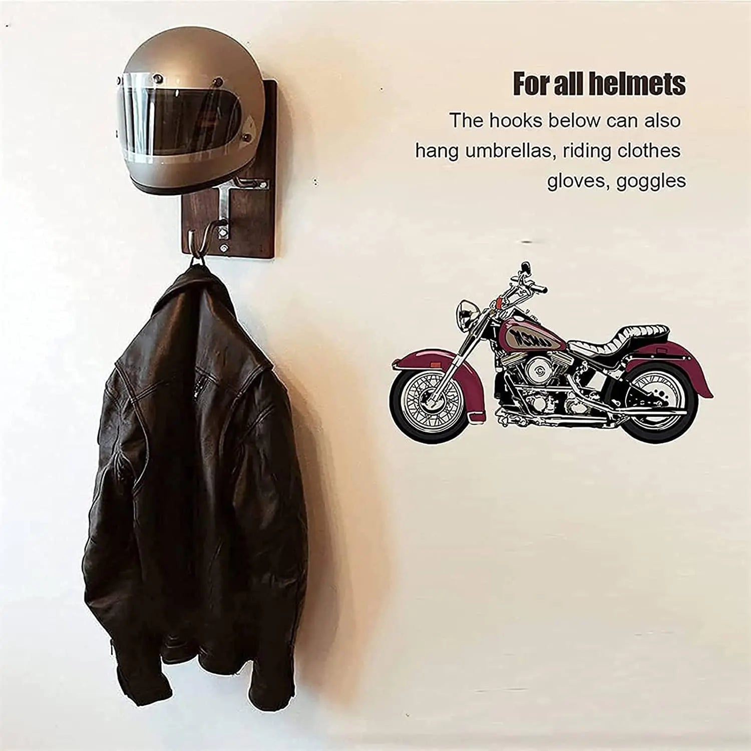 Motorcycle Helmet Rack and Jacket Hook, Wall Mount Helmet Display Rack Holder, Storage Hook Hanger Coat Organizer for Riding Accessories pattanaustralia