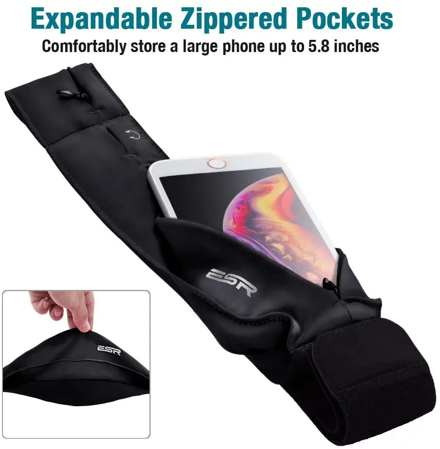 ESR Running Belt, Waist Pack Adjustable Stretchy Zipped Pack with Headphone Port, Fits Most Phones, for Workout, Cycling, Travelling pattanaustralia