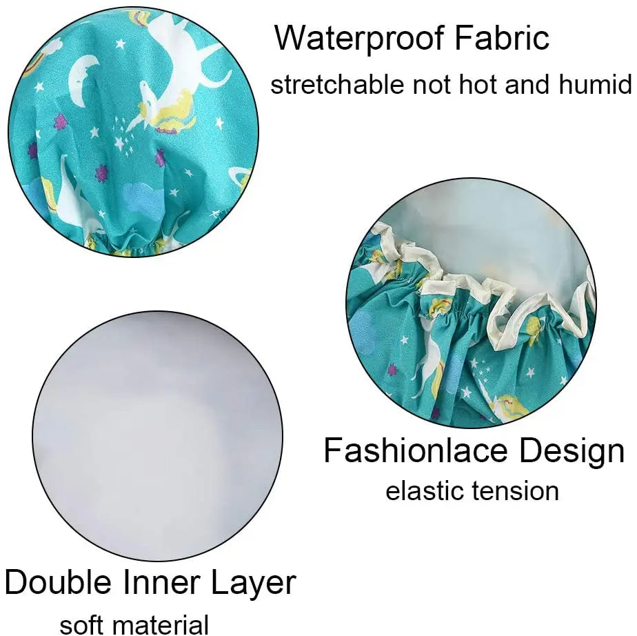3 PACK Adjustable, Waterproof Bath Caps with Double Lined layer Pattan Australia