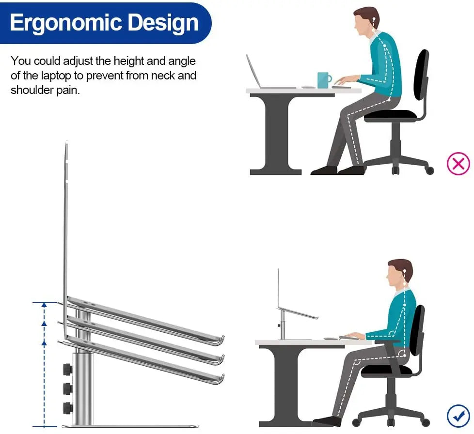 Aluminum Laptop, Notebook Stand, Ergonomic Adjustable, Riser Holder Compatible with 10"-15.6" Laptops pattanaustralia