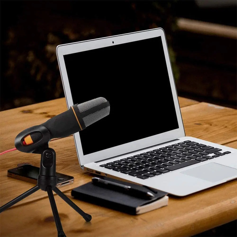 PC Microphone with Mic Stand,Professional 3.5mm Jack Recording Condenser for Video Recording, Streaming External Microphone for Lapto (Black) pattanaustralia