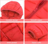 Kids Lightweight Puffer Jacket Packable Bubble Coat down Cotton Coats Zip up Hooded Outwear 1-10 Years