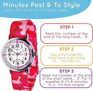 Learn the Time Past/To Girls Watch Pink Camo #ERW-WP-PT-PC