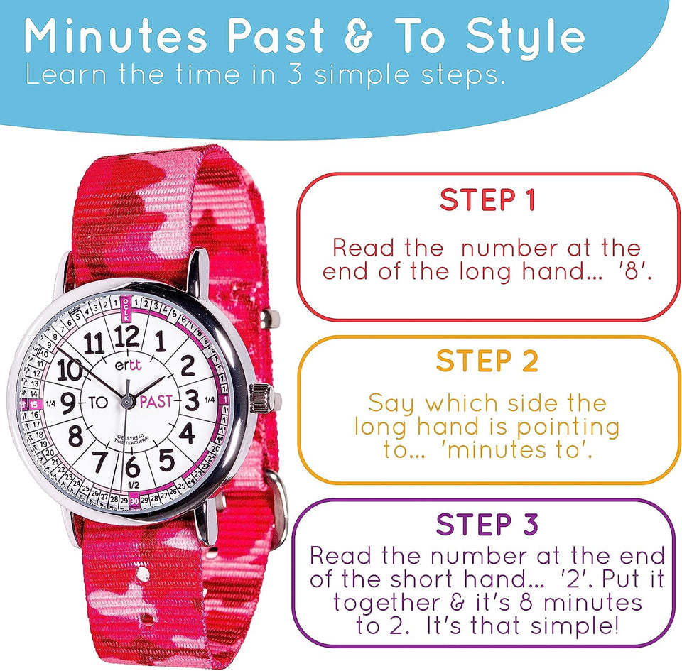 Learn the Time Past/To Girls Watch Pink Camo #ERW-WP-PT-PC