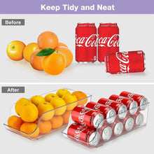 Load image into Gallery viewer, [2 Pack] Refrigerator Organizer Bins Can Dispenser Storage Holder, Soda Beverage Canned Food Container Bin Clear Plastic Pantry Storage Rack for Fridge Pantry Kitchen Countertops Cabinets
