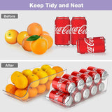 [2 Pack] Refrigerator Organizer Bins Can Dispenser Storage Holder, Soda Beverage Canned Food Container Bin Clear Plastic Pantry Storage Rack for Fridge Pantry Kitchen Countertops Cabinets