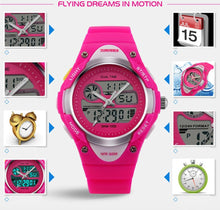 Load image into Gallery viewer, Kids Teens Girls Waterproof Sports Digital Watches Timer with Alarm Stopwatch 7 Colorful Luminous for Age 6-15
