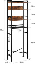 Load image into Gallery viewer, 4 Tier Bathroom Shelf Rack over Toilet Washing Machine Laundry Towel Organiser Shelves Space Saver Freestanding Unit Storage Industrial Style 60X24X175Cm
