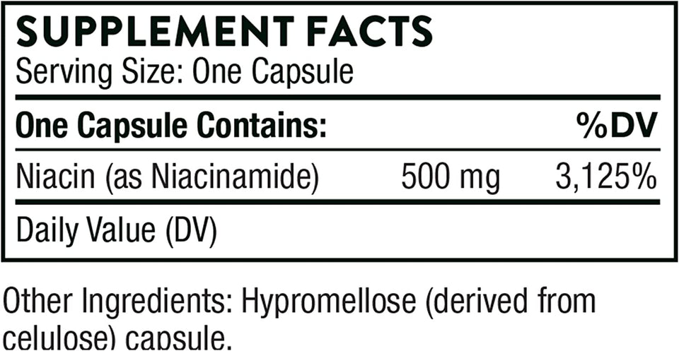 - Niacinamide - Vitamin B3 Nicotinamide (Niacin) Supplement - 180 Capsules