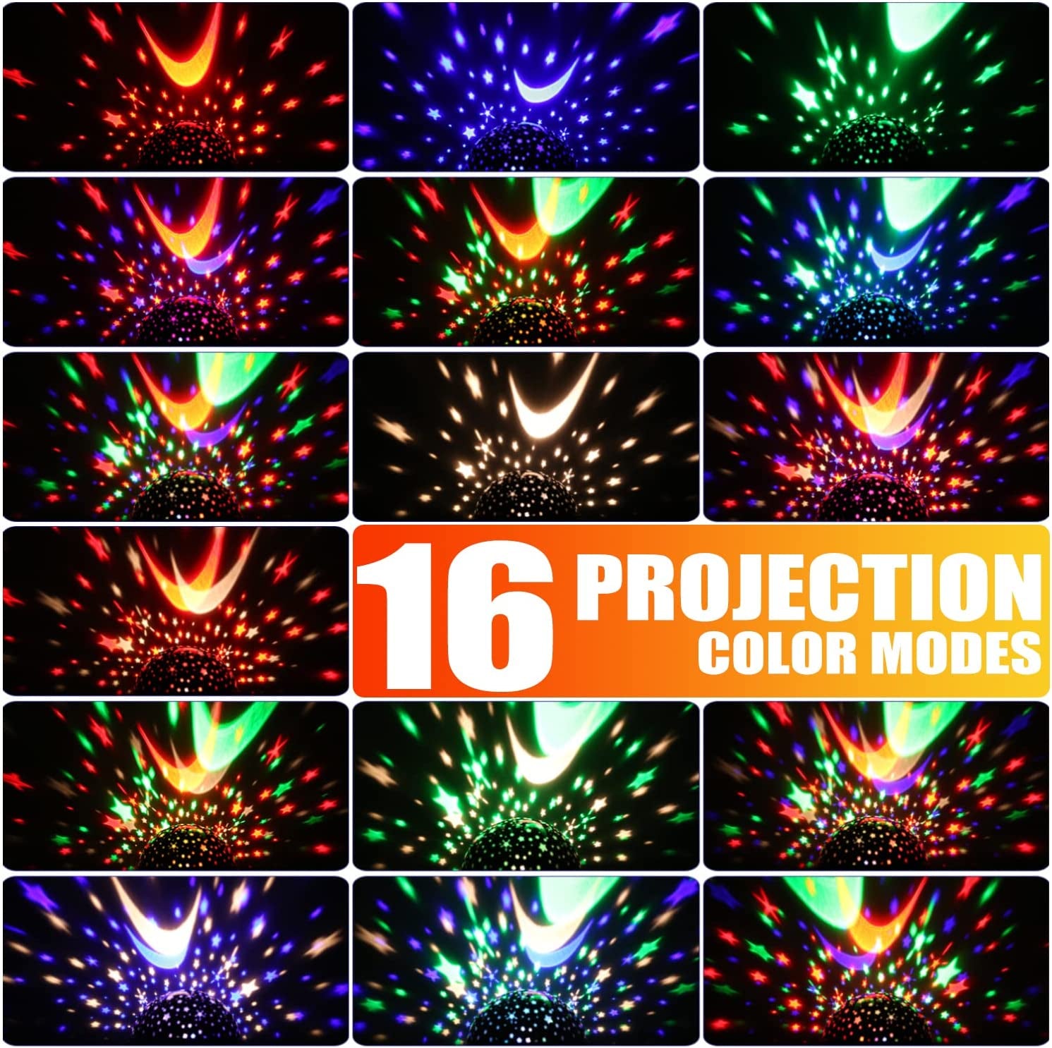 Star Projector Night Light, Wood Grain LED Bedroom Light Projector with 5-995 Minutes Timer Auto-Shut Off, Colorful Star Rotating Lamp for Baby Kids by  (Wood Grain)