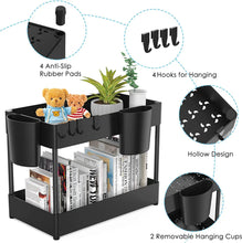 Load image into Gallery viewer, Under Sink Storage Organizer, Multi-Purpose 2-Tier Bathroom Kitchen Organizer Shelf, under Cabinet Shelves with Hooks Hanging Cups
