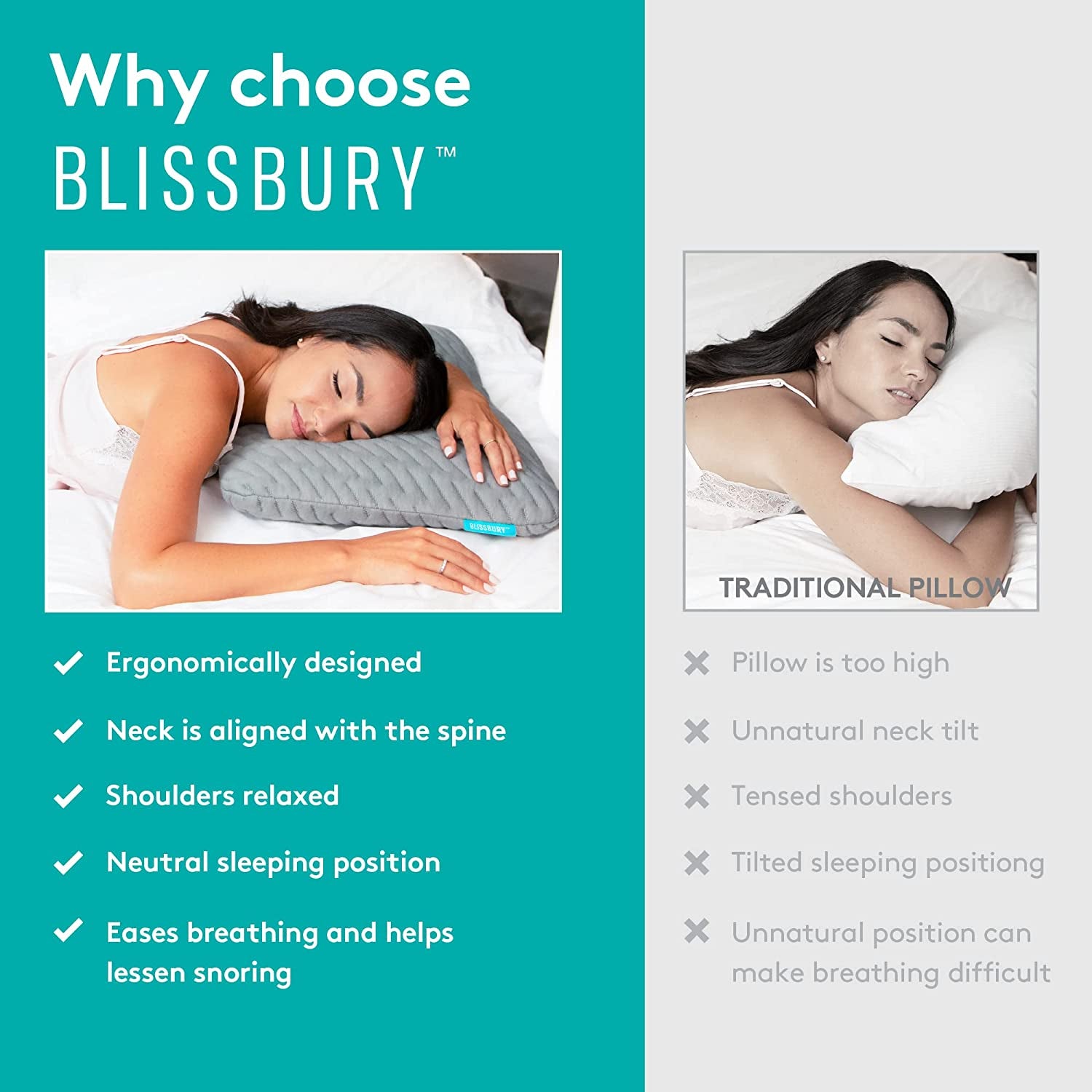 6.5Cm Thin Stomach Sleeping Memory Foam Pillow. Slim, Flat, Cooling Sleep for Belly or Back with Soft Bamboo Washable Cover, Neck and Head Support for Men and Women Bedding Accessories