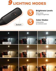 Book Light for Reading in Bed, 3 Brightness Levels × 3 Color Temperatures, 70 Hours Runtime Rechargeable Book Light Clip On, 1.3 Oz Lightweight Small Book Reading Light for Reading in Bed