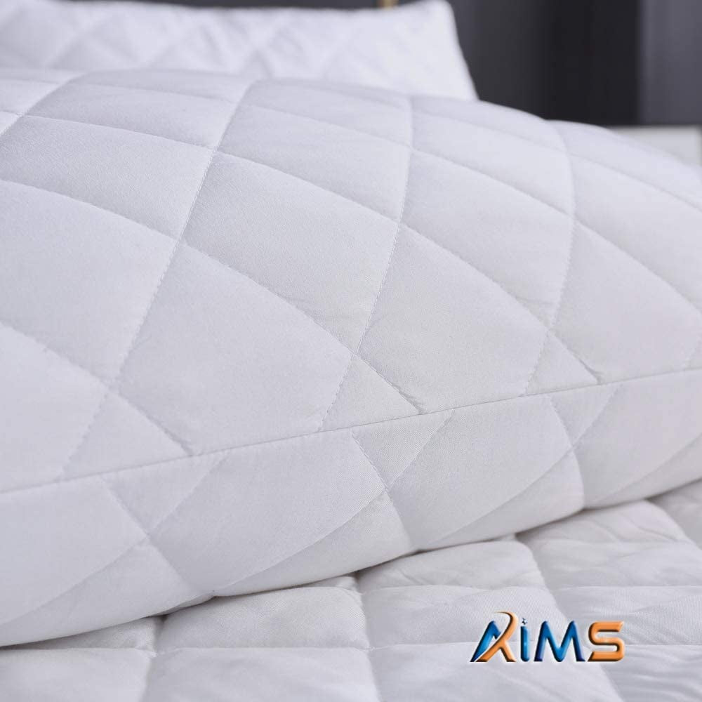 30Cm Deep 100% Waterproof & Moisture Quilted Mattress Protector DOUBLE Fitted Cover Microfiber Quilted Topper Fitted Sheet, anti Allergy and Breathable Elasticated Skirts