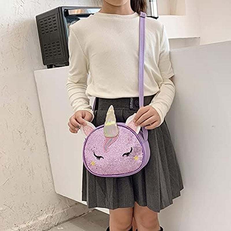 Girls Unicorn Sequin Glitter Crossbody Shoulder Purse Handbag Women Satchel Tote Shell Bag, Sequin Blue, One Size, Satchel