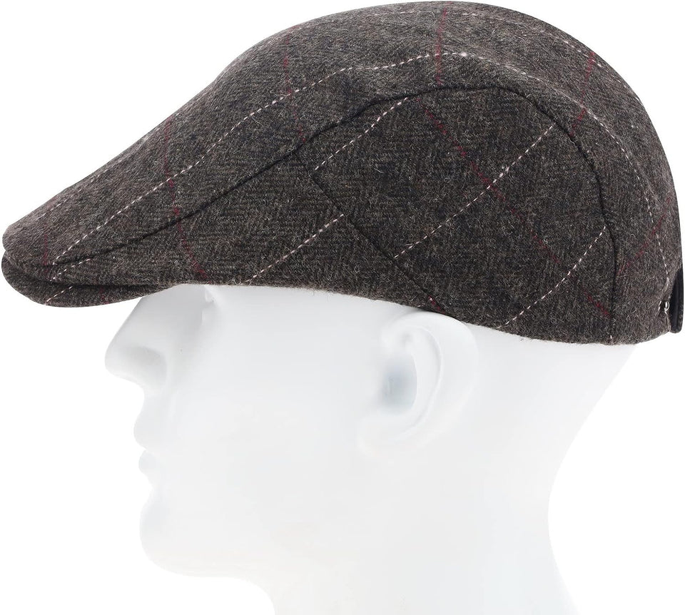 Mens Plaid Flat Berets Hat Newsboy Cabbie Duckbill Caps Fedora Adjustable Vintage Hiking Cycling Drivers Winter Warm Accessories for Birthday Gifts
