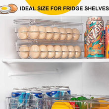 Load image into Gallery viewer, Egg Holder for Refrigerator 2 Pcs Egg Storage Organizer Container with Lids Plastic Egg Tray 14 Eggs Fridge Stackable Egg Storage Frigerator Organizer Bins for Egg Refrigerator Kitchen
