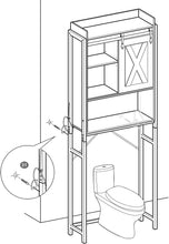 Load image into Gallery viewer, Over-The-Toilet Storage, Bathroom Oragniser Rack, for Washing Machine, with Small Cabinet, Steel Frame, Easy Assembly, Industrial, 64 X 24 X 171 Cm, Rustic Brown and Black
