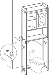 Over-The-Toilet Storage, Bathroom Oragniser Rack, for Washing Machine, with Small Cabinet, Steel Frame, Easy Assembly, Industrial, 64 X 24 X 171 Cm, Rustic Brown and Black