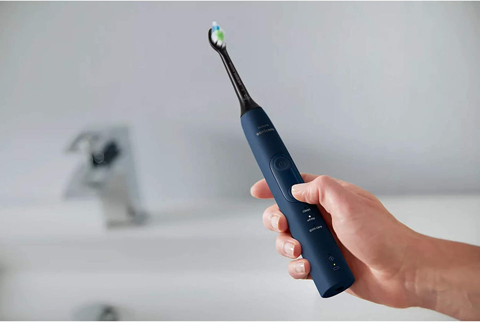 Sonicare Protectiveclean 5100 Sonic Electric Toothbrush with Built-In Pressure Sensor, 3 Modes and Travel Case, Navy Blue, HX6851/56