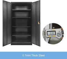 Load image into Gallery viewer, Locker Cabinet Steel Filing Cabinet 185Cm Lockable File Storage Cupboard 2 Door 4 Shelves Office Home Stationary Black
