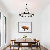 Pendant Light Modern Farmhouse Chandelier Rustic Metal Wagon Wheel Lighting Black 12 Lights