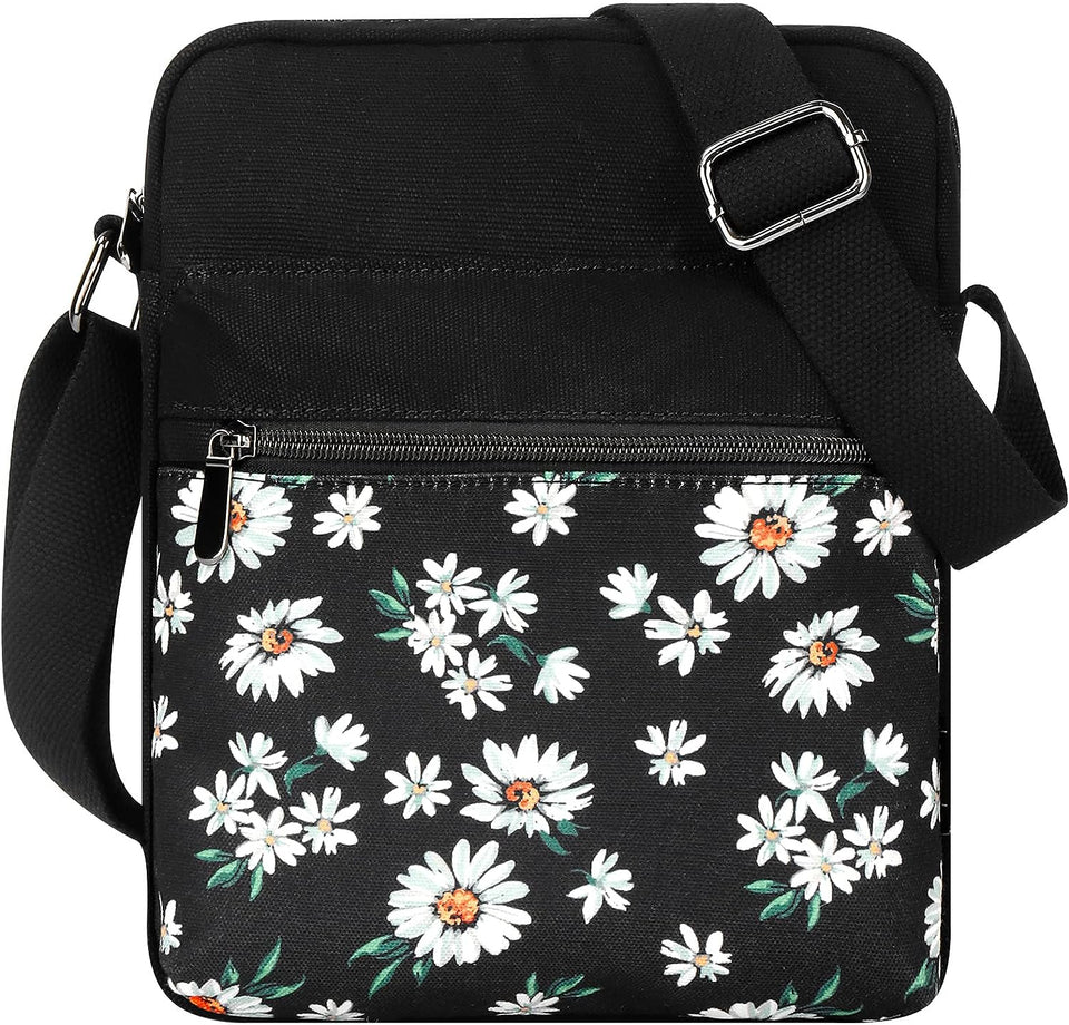 Small Crossbody Purse for Teen Girls and Women, Daisy-Black, Small