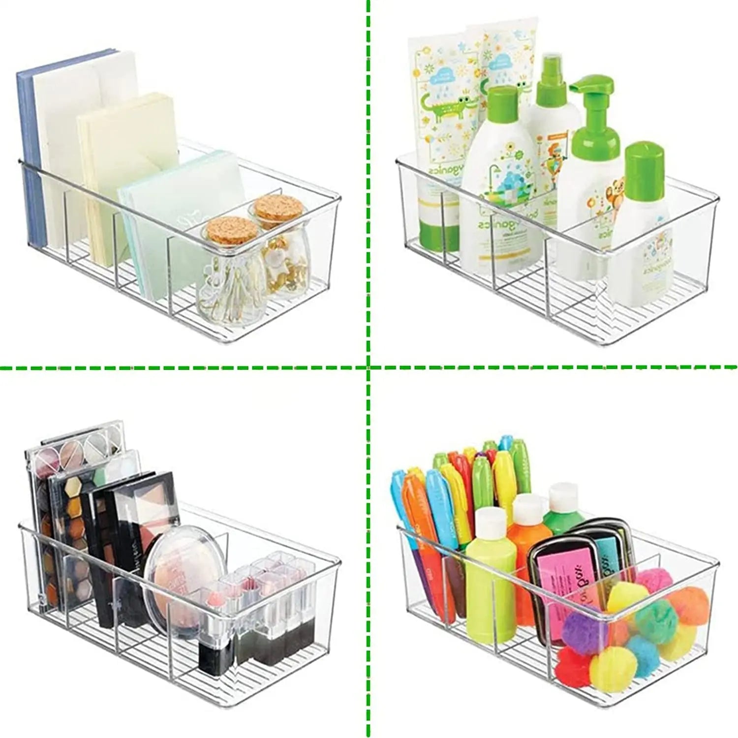 8 Pack Clear Food Storage Organizer Bins, Removable Snack Organizer Pantry Organization Storage Racks with Dividers for Kitchen, Fridge, Cabinet,Pantry,Bedrooms, Bathrooms