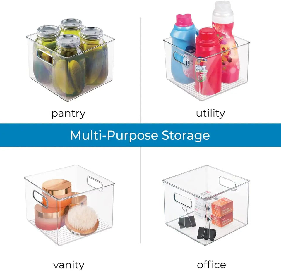 Kitchen Pantry and Cabinet Storage and Organization Bin, 8-Inch by 8-Inch by 6-Inch, Clear