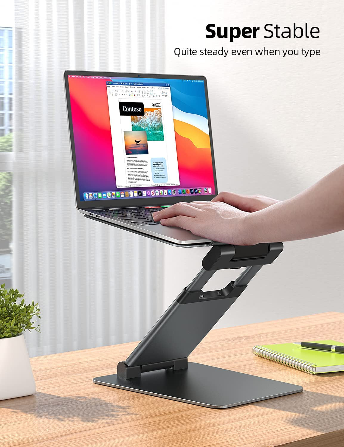 Laptop Stand, Ergonomic Sit to Stand Laptop Holder Convertor, Adjustable Height from 2.1" to 21", Supports up to 22Lbs, Compatible with Macbook, All Laptops Tablets 10-17" - Space Grey