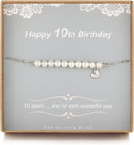 10 Year Old Gifts for Girls - Sweet Pearl Bracelet Gifts for 10 Year Olds Girls, Adjustable Pearl Bracelet, Presents for 10 Year Old Little Girls