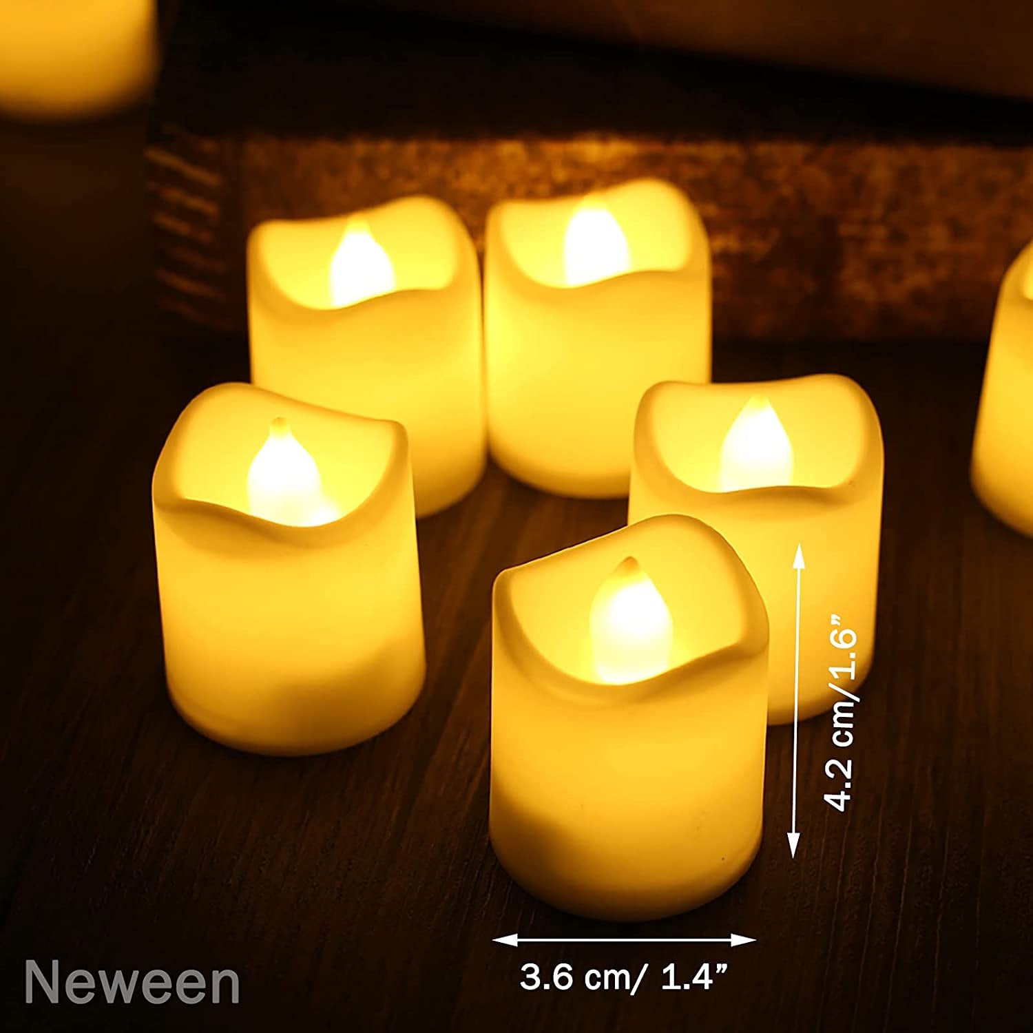Battery Operated LED Tealights, Pack of 24, Flameless Tea Lights with Warm White Light, Electric Candles Realistic for Wedding, Table, Gift, Outdoor