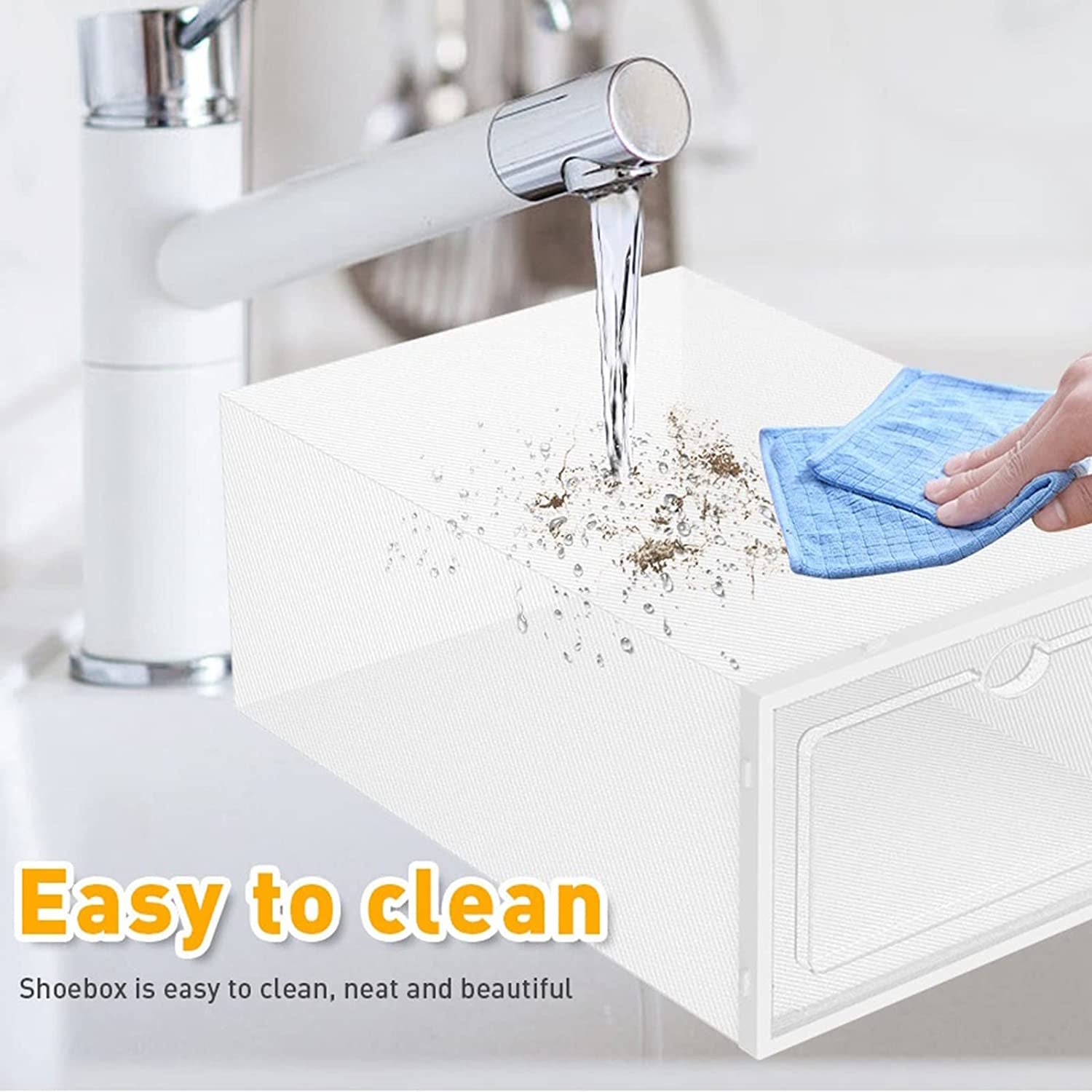 40 Pack Shoe Storage Boxes, Plastic Shoe Boxes Stackable with Clear Door and １＊Shoe Bag, Shoe Containers Fit Women and Kids, Space Saving & Healthy Material