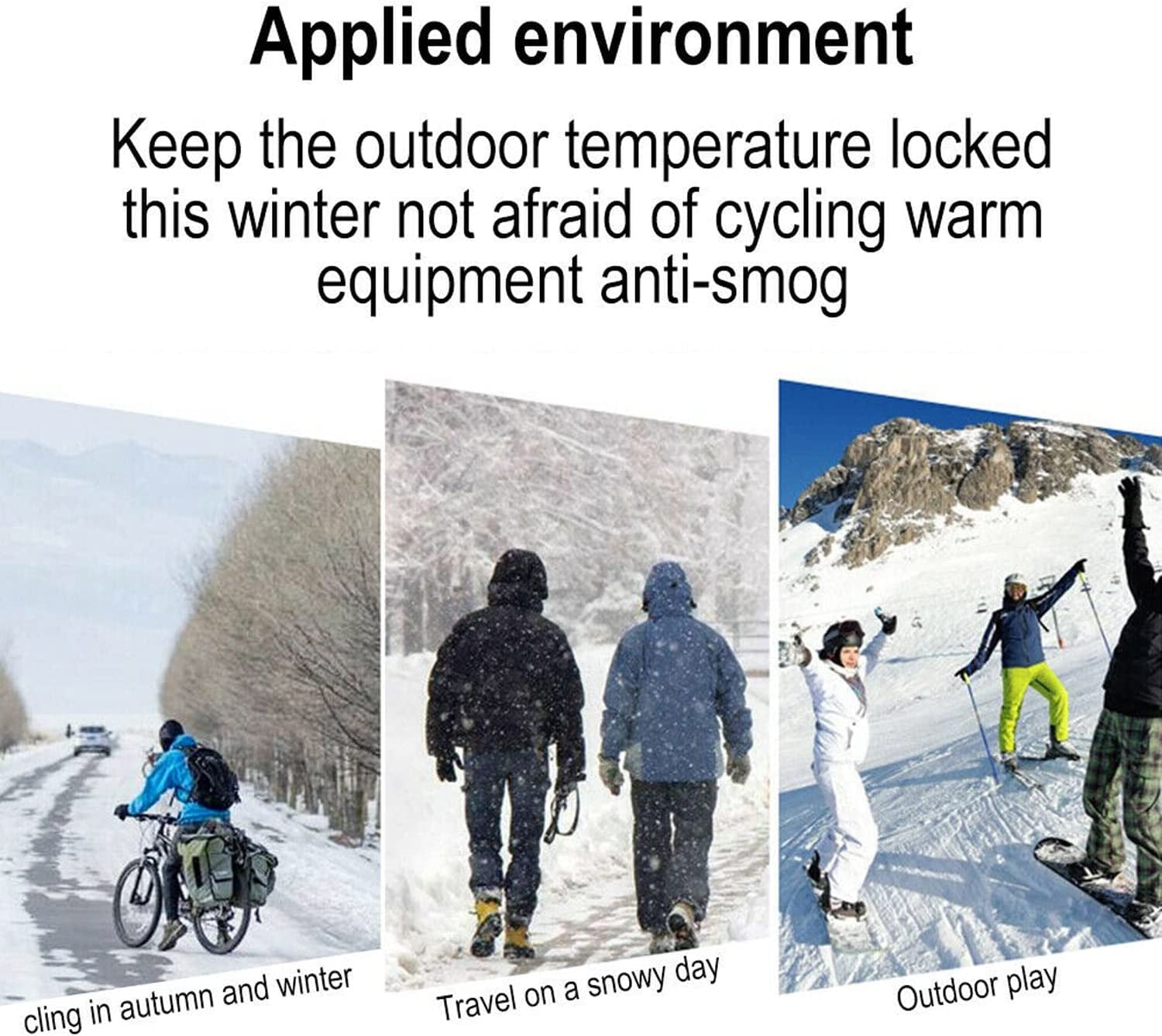 3 Holes Black Balaclava Style Windproof Mask Neck Warmer Ski Hat Fishing 3 Hole Beanie Face Mask Ski-Warm Knit-Men and Women Black