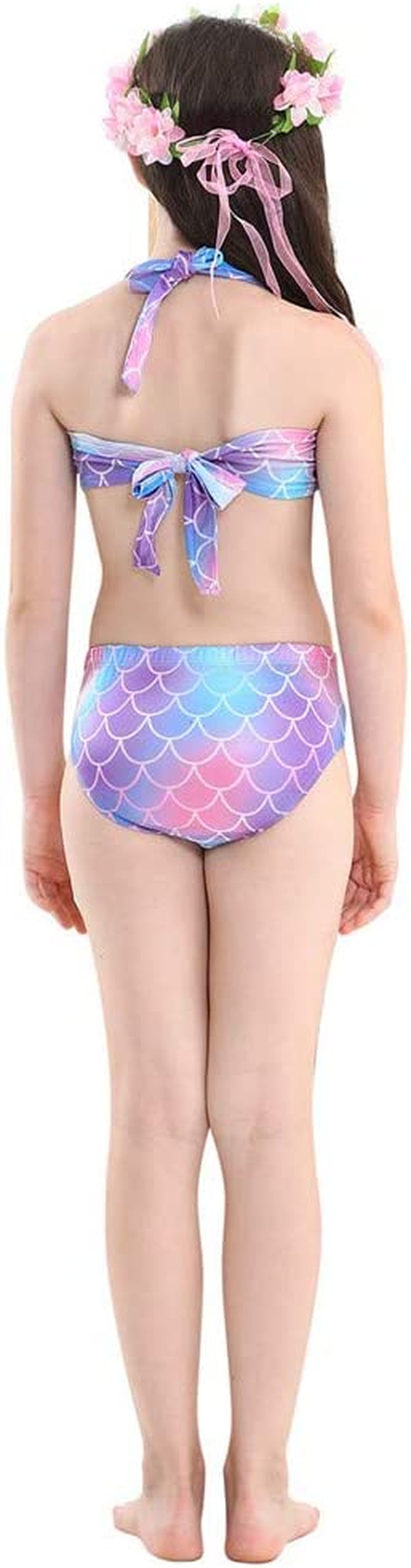 5Pcs Girls Swimsuit Mermaid Tails for Swimming Princess Bikini Bathing Suit Set No Monofin 4T 6T 8T 10T 12T