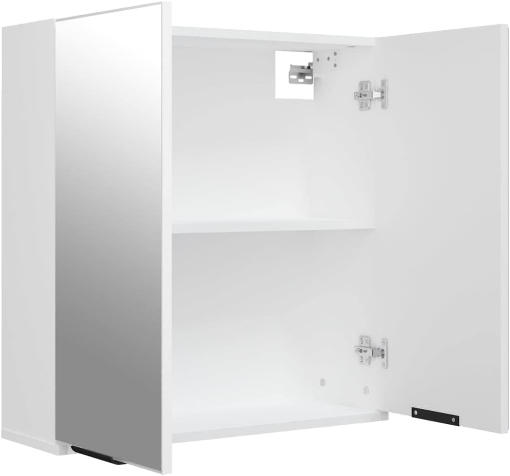 Bathroom Mirror Cabinet Washroom Toilet Home Organiser Storage Vanity Unit Cupboard Shelf Wall Mounted Medicine Cabinet White