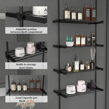Load image into Gallery viewer, Adjustable over the Toilet Storage Floor to Ceiling, Freestanding Bathroom Organizer over Toilet Shelf with Tension Poles, 4 Tier Metal Rack (Black)
