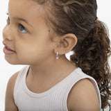 925 Sterling Silver Petite Simulated Birthstone Heart Charm Hoop Earrings for Girls 12Mm - Cubic Zirconia Earrings for Girls - Beautiful Simulated Birthstone Earrings for Young Girls