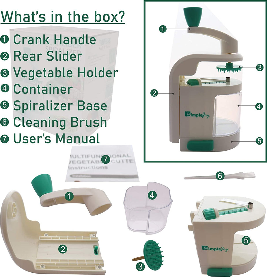 Spiral Slicer, Premium Rotatable Blades Spiralizer, Zucchini and Vegetable Slicer.Specially Made for Vege Based Diets.Bonus Recipe E-Book and Cleaning Brush. . Enjoy Healthy