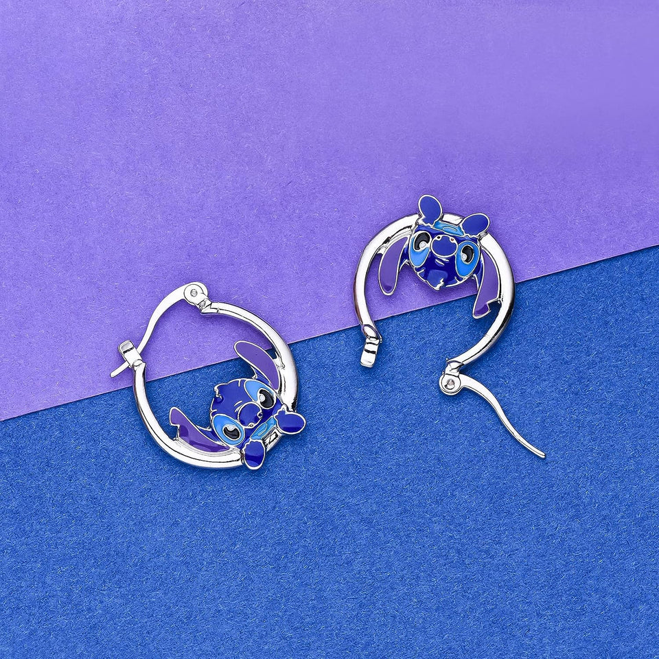 Stitch Earrings for Girls Stitch Gifts Ohana Means Family Hoop Earrings Stitch Jewelry Daughter Granddaughter Birthday Gift, Copper, No Gemstone