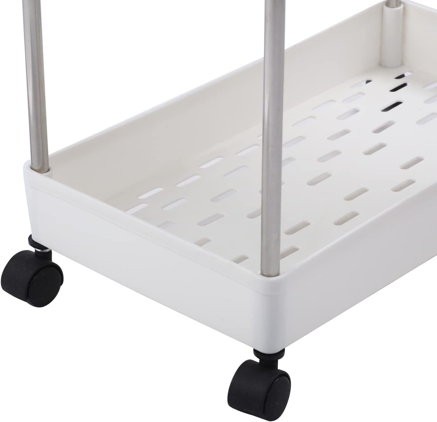 Kitchen Trolley Island Cart with Wheel Stainless Steel Storage Organiser Space-Saving/Extra Storage Space for Items Made with High-Quality Polythene and Steel - White (3-Tier 40X22X60Cm)