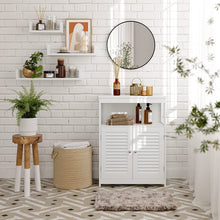 Load image into Gallery viewer, Wooden Bathroom Floor Cabinet Storage Organiser Rack, Kitchen Cupboard Free Standing, with Double Shutter Doors, White BBC40WT
