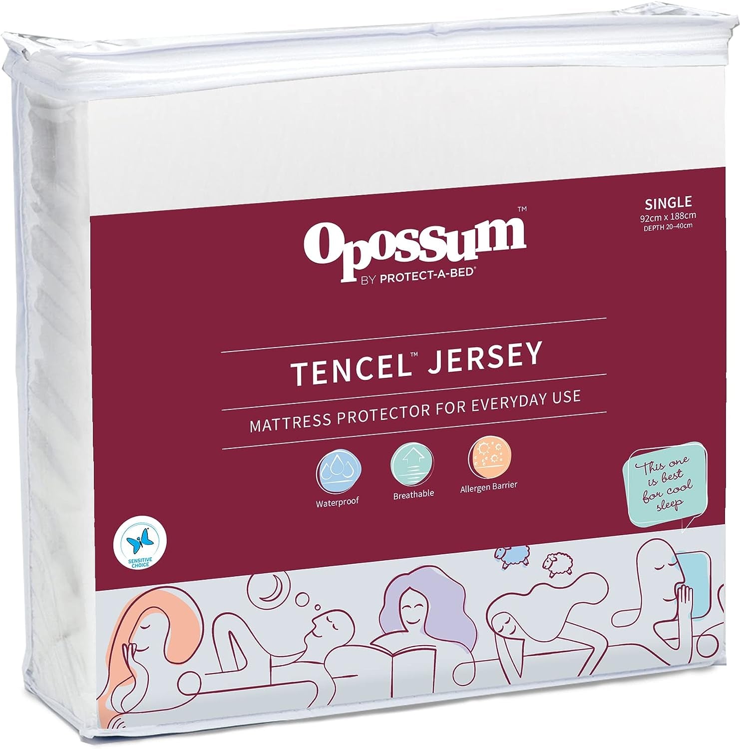 Tencel Jersey Waterproof Fitted Mattress Protector, Single Bed Size