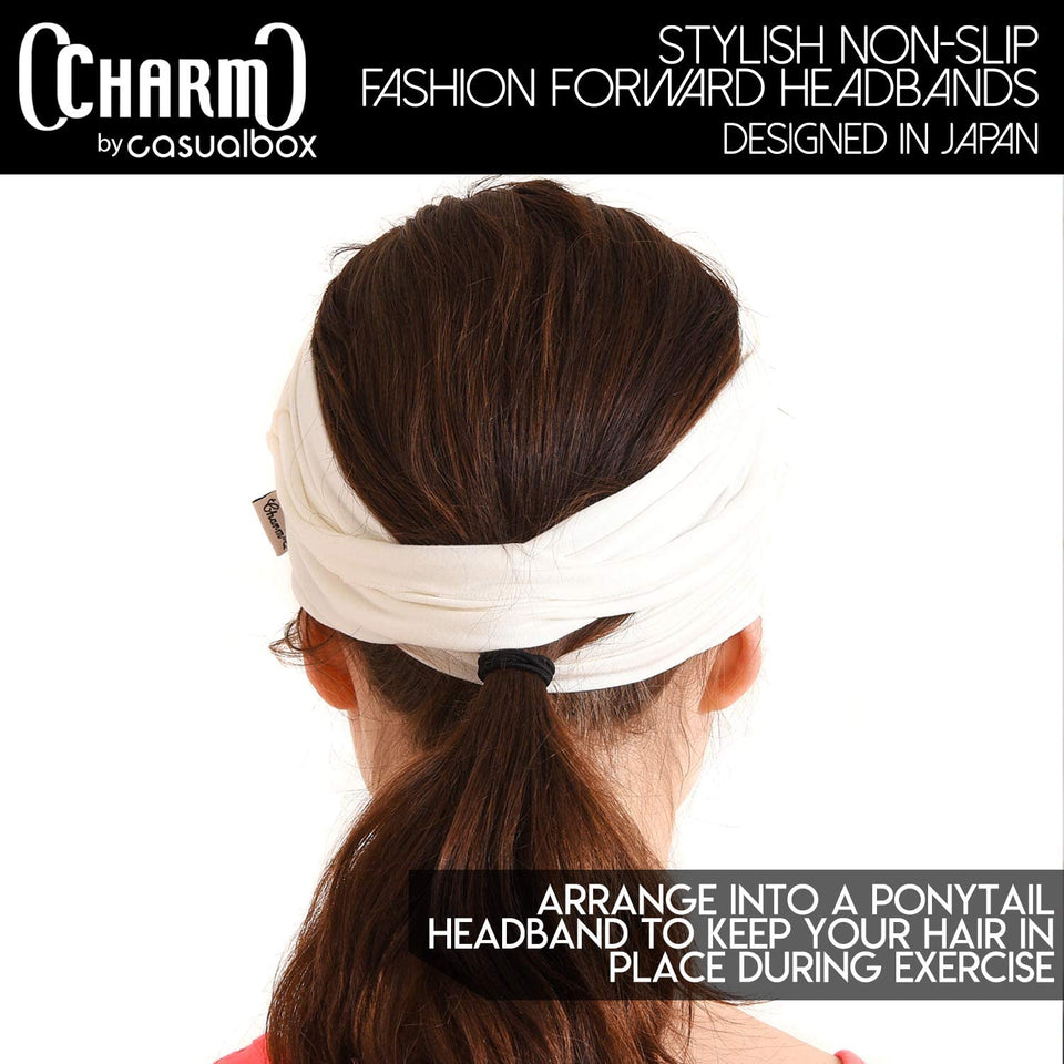 Mens Bandana Head Wrap - Womens Elastic Headband Japanese Long Hair Dreads Black
