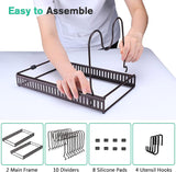 Pot Lid Organizer Pan Holder Rack with 10 Dividers and 4 Hooks, Expandable Cookware Rack for Kitchen Cabinet Cupboard Pantry, Skillet Frying Pan Pot Lid Storage -Bronze