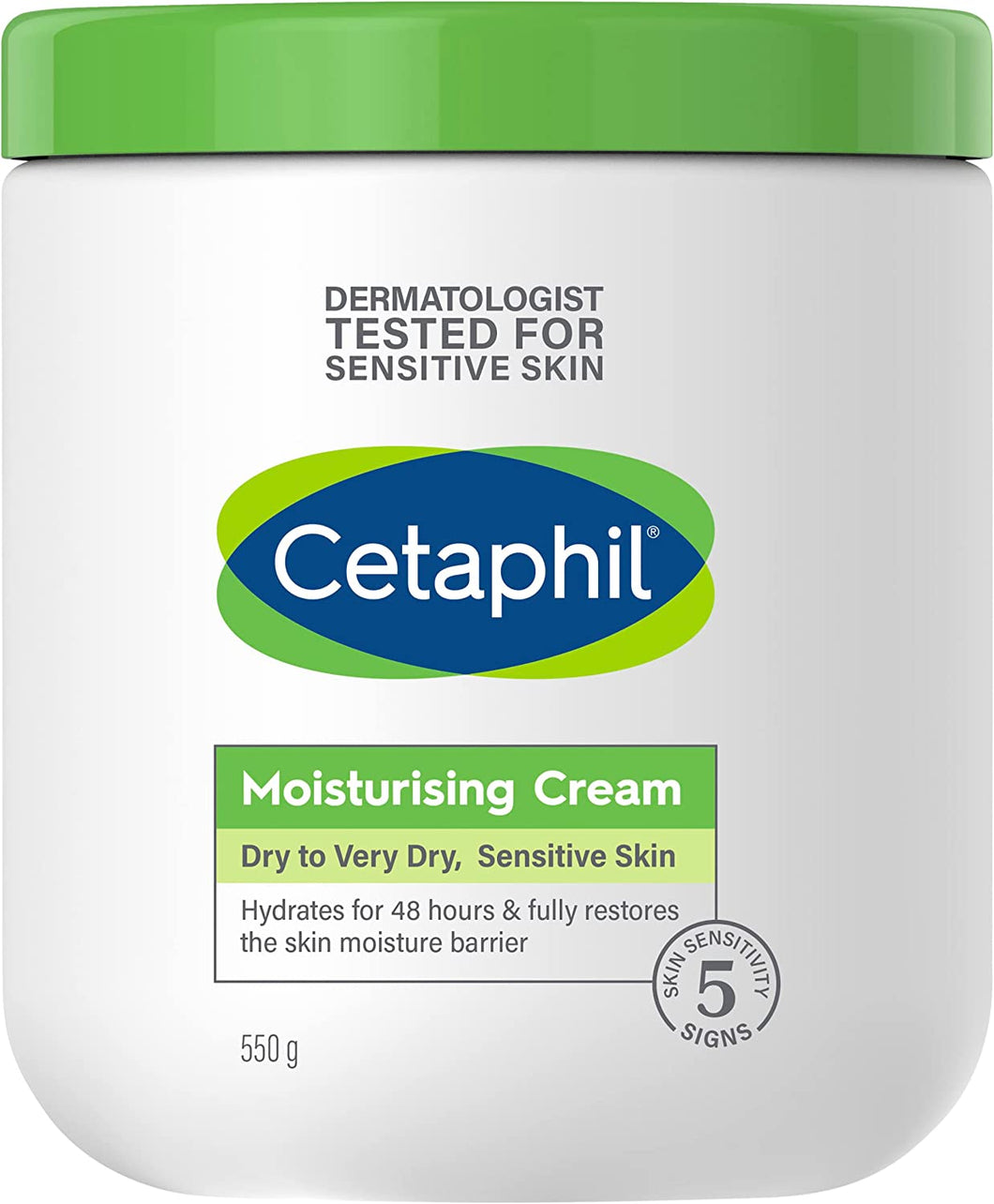 Moisturising Cream | 550G | Hydrating Moisturiser for Dry to Very Dry, Sensitive Skin | Body Cream Completely Restores Skin Barrier in 1 Week | Fragrance Free | Non-Greasy | Dermatologist Recommended Brand