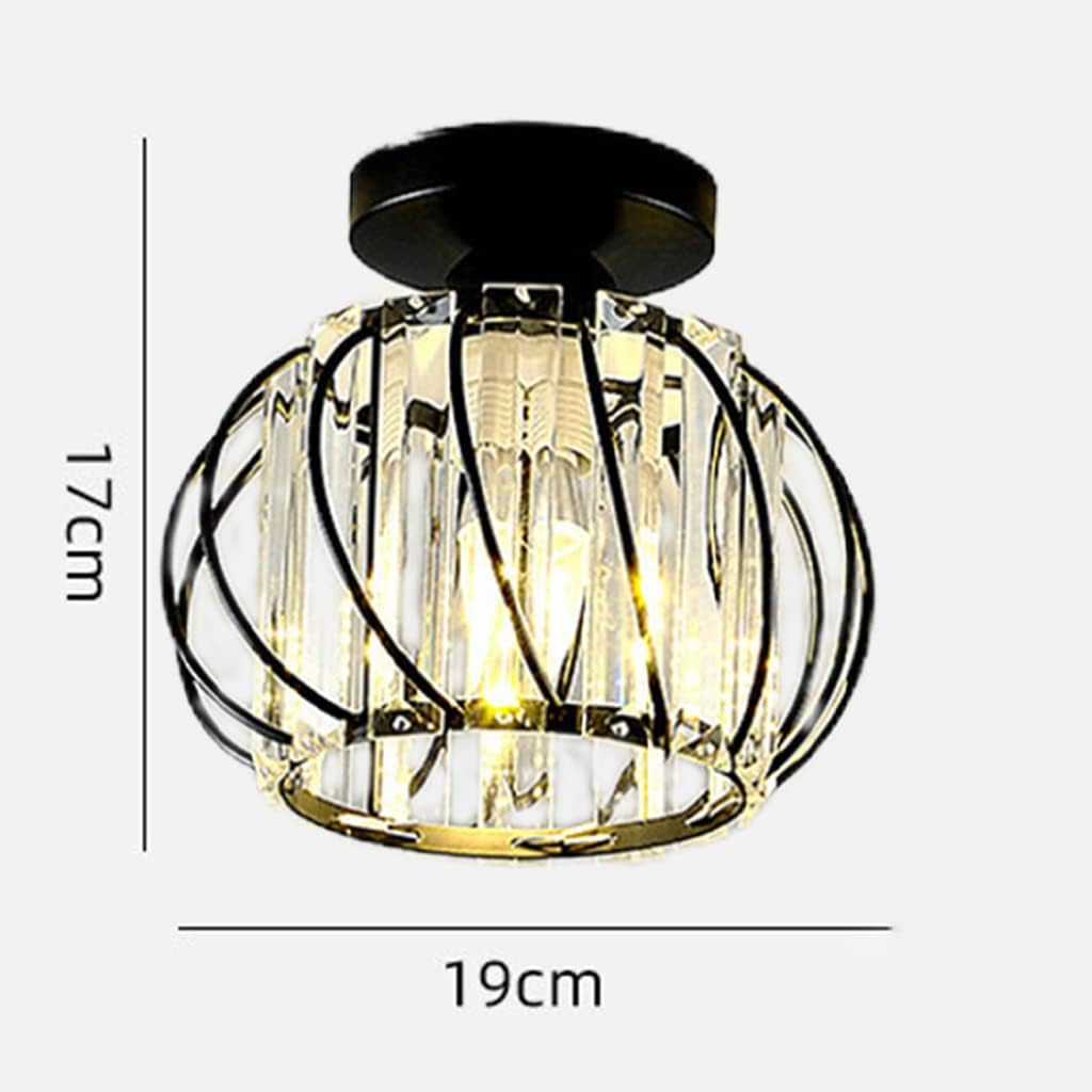 Modern Crystal Ceiling Light Lamp LED Semi Flush Mount Pendant Light Fixture, Black